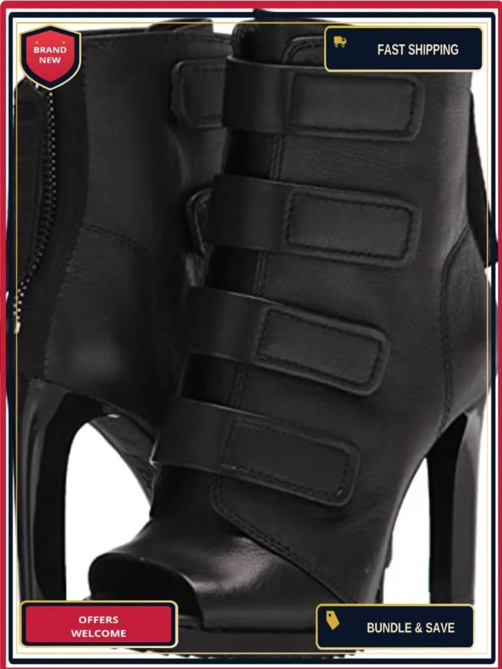 DKNY Blake Peep Toe Heeled Bootie Leather Ankle Boots Women's Zip